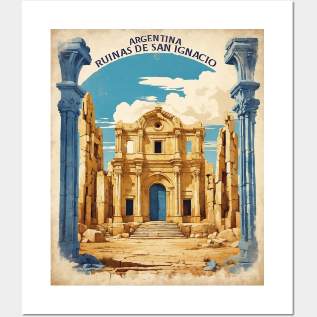 Ruinas de San Ignacio Argentina Vintage Tourism Poster Wall Art by TravelersGems